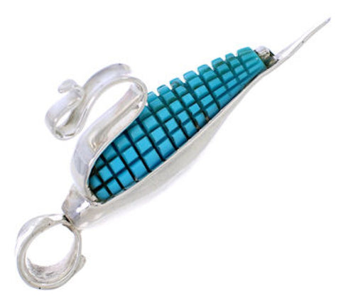 Southwestern Turquoise Silver Corn Reversible Pendant MW77508